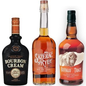 Buffalo Trace Bourbon Whiskey, Bourbon Cream Liqueur and Sazerac Rye 3pk Bundle - Image 1