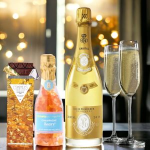 Louis Roederer Cristal Champagne Gift Set with Customizable Flutes and Sweets - Image 1