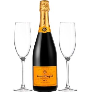 Veuve Clicquot Champagne Gift Set with Engraved Flutes - Image 1